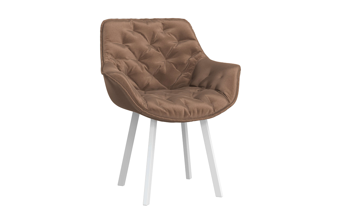 Стул Квинта велюр конфетти корица/Цвет металл белый